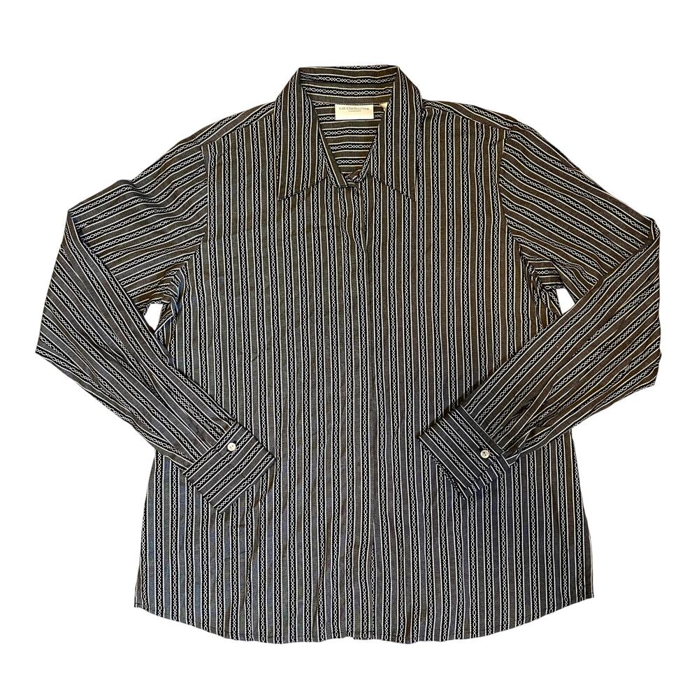 Liz Claiborne LizSport Button Shirt Medium Black Cotton